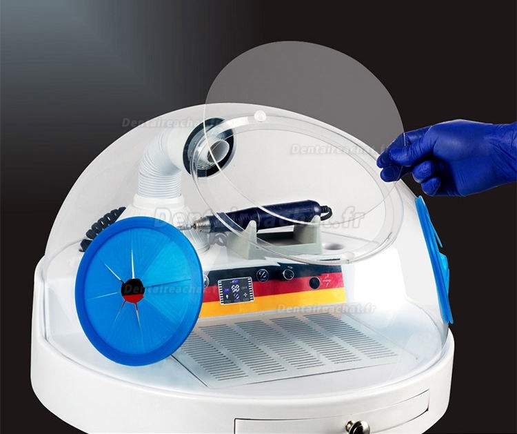 Unité de polissage et de meulage 2 en 1 pour laboratoire dentaire avec micromoteur et système d'aspiration des poussières